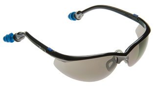 Safety Glasses with Gray Lens and Ear Plugs (NRR 27)
