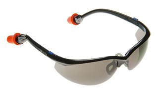 Sunglass Safety Glasses with Gray Lens and Durafoam Ear Plugs (NRR 25/SNR 29)